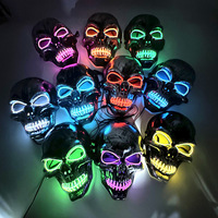 Masque d'Halloween EL clignotant en plastique PP écologique, masque LED en forme de crâne pour fête costumée, fête foraine, fournitures de fête