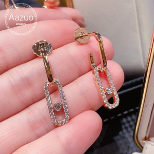 เพชรแท้เพาะเลี้ยงในห้องปฏิบัติการ Aazuo E VS1 ต่างหูทองคำแท้ 18K สีโรสโกลด์ ดีไซน์หรูหรา ทรงบริลเลียนท์คัต ของขวัญสำหรับผู้หญิง เหมาะสำหรับงานเลี้ยงระดับไฮเอนด์ - Product Image 1