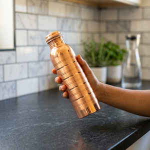 Copper Water Bottle Screw-On Lid Reusable Eco-Friendly Dishwasher Safe Metal Bottle Easy Grip Minimalist Design 12-24 Hours - Product Image 1