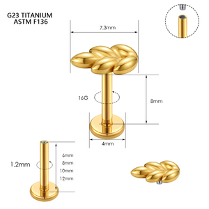 Bijoux de <span class=keywords><strong>piercing</strong></span> classiques en titane zirconium ASTM F136, plaqués or, pour <span class=keywords><strong>labret</strong></span>, fiançailles, mariage, fête, cadeau pour enfants, boucles d'oreilles - Product Image 4