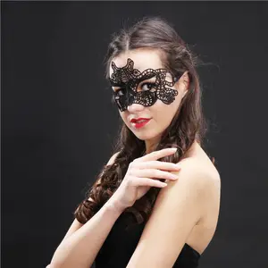 Black Lace Masquerade Mask Women Eye Mask For Halloween Carnivalパーティーマスク