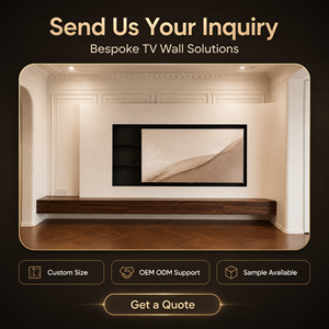 Modern French Style <strong>TV</strong> Wall <strong>Unit</strong> with Recessed <strong>TV</strong> Niche and Walnut Floating <strong>Drawer</strong> Console - Product Image 5