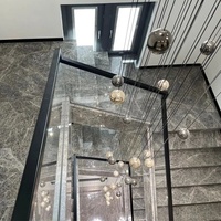 Escalier et plan de travail en marbre gris foncé naturel de luxe pour villa, usage intérieur - OEM/ODM disponible