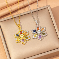 Collier Pendentif Flocon de Neige Tendance et Chic, Exquis, Polyvalent, en Cuivre Premium avec Zirconium, Chaîne de Pull pour Femme