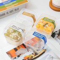 Gobelet carré transparent en plastique de 8 oz, petit gobelet à dessert pour mousse, boîte d'emballage pour gâteau, brûlée, pudding, lait, nourriture, gobelet en plastique PP avec couvercle