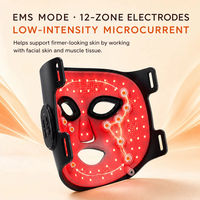 Masque facial LED EMS, 12 zones, microcourant, luminothérapie, masque de beauté pour le visage, 84 LED, 12 électrodes pour les soins de la peau