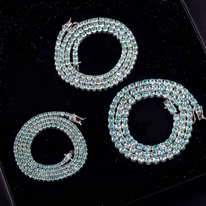 Chaîne tennis en moissanite fantaisie de couleur, style hip-hop rock, bracelet en argent 925 plaqué or 18 carats, collier cubain - Product Image 1