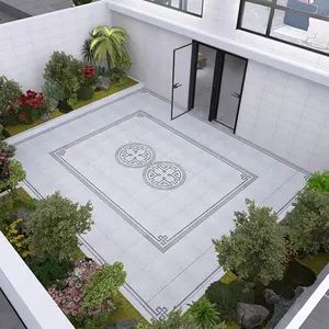 Kaymaz açık zemini 600x600mm doğal parke taş porselen mat bahçe avlu için park dış döşeme