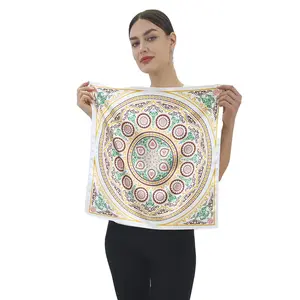 Custom Scarf Printing Design Silk Personalized Digitally Satin Square Women Handkerchief Shawl Hair