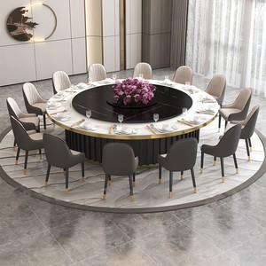 Hotel Restaurant VIP Room Round Dining <strong>Table</strong> With Auto Turntable Luxury Italian Nature Marble Round Dining <strong>Table</strong> With <strong>Lazy</strong> Susa - Product Image 2