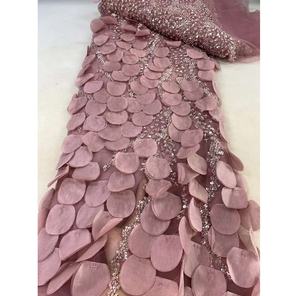 Nuevos productos Venta caliente precio al por mayor Dubai 3D flor tela vestido Material lentejuelas encaje francés <span class=keywords><strong>ropa</strong></span> 3D cuentas florales - Product Image 6