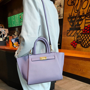 Model baru indah klasik wanita warna ungu dompet tas tangan tas tangan kulit asli modis 2024 - Product Image 2