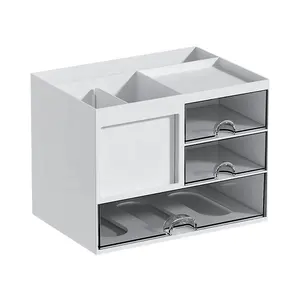 Organizador de arquivo de mesa moderno tamanho A4, gavetas de plástico para escritório, armazenamento de papelaria, maquiagem, ferramentas e artigos diversos