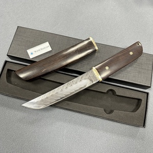 Couteau Tanto LHZR03B en acier Damas à motifs, collectionnable, avec manche assemblé en bois et laiton moulé, fourreau en ébène – Couteau de sculpture parfait - Product Image 2