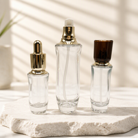 Ensemble de flacons cosmétiques de luxe, flacon de lotion vide 1 oz 30 ml, flacons compte-gouttes en verre transparent pour huile essentielle et sérum avec boîte personnalisée