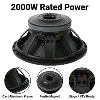 Haut-parleur de basses HD18SF130 18 pouces 280*30, 2000W RMS, 4000W de crête, 8 ohms, bobine vocale de 5,2 pouces pour système de sonorisation PA de scène