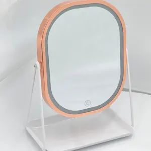 2022 Touch fashion beautiful orange lighting LED storage battery model home makeup mirror