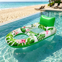 Hamac aquatique gonflable à imprimé floral tropical, chaise longue de piscine en maille respirante, radeau flottant pliable pour adultes