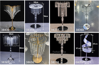 Centre de table de mariage, support à fleurs en cristal doré, vase à fleurs en métal pour la décoration