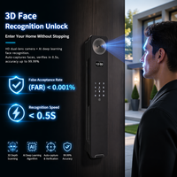 Serrure de porte intelligente Vertexis Tuya M7 - Reconnaissance faciale 3D et des veines palmaires, compatibilité multi-portes, alliage d'aluminium durable, synchronisation cloud