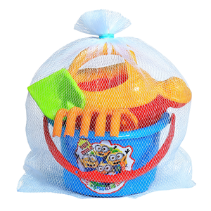 Kids Beach Bucket Set with Watering Can Shovel and Rake Plastic Sand Play <b>Toy</b> in Mesh Bag - Product Image 2