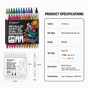 Giorgione - Marcadores de Pintura Acrílica Metálica de 24 Colores para Papelería, Venta al por Mayor, Suministros de Arte, Rotulador Acrílico Personalizado - Product Image 3