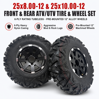 Pneu ATV très vendu 25x8.00-12 25x10-12 en caoutchouc durable avec jante en alliage d'aluminium pour mini-tracteur, UTV/ATV, chariots tout-terrain