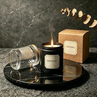 Pot en verre pour bougie parfumée, vide, premium, transparent, ambré, noir, 250ML, 100ML, 150ML, 500ML, avec logo personnalisé, emballage cadeau