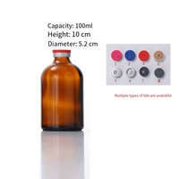 Vente en gros 10ml 20ml 30ml 50ml 100ml Flacons en verre moulés par injection stériles transparents ambres avec bouchon en caoutchouc