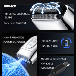 Индивидуальная портативная электробритва для мужчин FK-707 Водонепроницаемая перезаряжаемая электробритва из алюминиевой фольги для мужчин - Product Image 6
