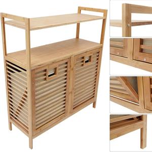 Phòng tắm công suất lớn gấp tre giặt giỏ <span class=keywords><strong>x</strong></span>ách tay bẩn quần áo lưu trữ cản trở với kệ và 2 túi - Product Image 4