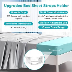 Bed Sheet Straps Holder with BedSheet Tucker Tool Upgraded Widen Sheet Corner Holders <b>Keep</b> Sheets Firm & Tight Fit All Mattress - Product Image 3