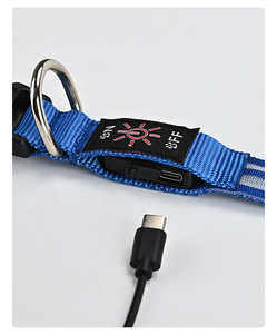 Neuer Bestseller Fabrik-Niedrigpreis Großhandel USB LED Doppel-Glasfaser Leuchtender Sicherheitskragen für Haustiere Katzen und Hunde - Product Image 2