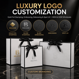 Sacchetto Regalo di Lusso in Cartone Personalizzato con Logo e Manici in Nastro di Raso per Abbigliamento, Scarpe, Profumi e Imballaggio per lo Shopping - Product Image 5