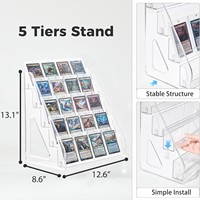 Présentoir de cartes en acrylique personnalisable et durable pour cartes à collectionner TCG/PKM, rangement multi-niveaux en échelle pour jeux de table