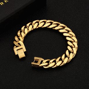 KRKC&CO <b>Mens</b> Cuban Link Bracelet 12mm 18k Gold Plated Thick Durable Hip Hop Jewelry - Product Image 4