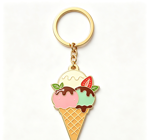 Custom Enamel Ice Cream Key Chain Zinc Alloy Metal <b>Keyring</b> Kawaii Promotional Souvenir Gift - Product Image 2