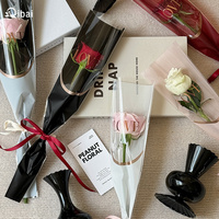 Qibai Goud Bloemen Mouw Wrap Pvc Rozen Bloem Cadeau Tas Enkele Roos Verpakking Bloemenmouwen Voor Rozen Valentijnsdag