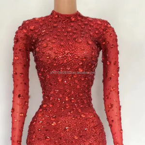 Costumi a maniche lunghe sexy <span class=keywords><strong>trasparenti</strong></span> con diamanti scintillanti costumi <span class=keywords><strong>da</strong></span> donna su misura - Product Image 3