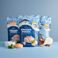 Imprimé sur mesure en gros feuille stratifiée en plastique de qualité alimentaire poulet poisson debout pochette d'emballage d'aliments congelés avec fermeture éclair