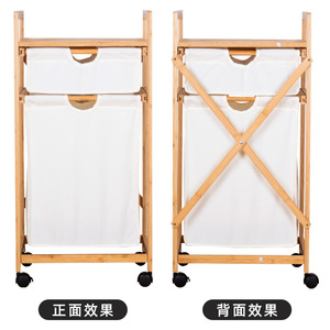 Carrito de almacenamiento de bambú de 3 niveles estilo nórdico con ruedas para organizar ropa y artículos de tocador en el dormitorio y el baño - Product Image 4