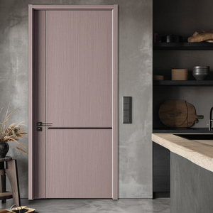 Portes d'entrée contemporaines en bois d'acajou résistant à l'eau avec persienne Design à balançoire simple pour salle de bain et salon - Product Image 5