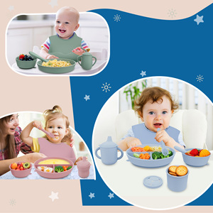 Ensemble de cuillères d'alimentation pour bébé en silicone, avec bol et fourchette, pour nourrissons de 0 à 12 mois, ustensiles souples de qualité alimentaire, sûrs et résistants aux hautes températures - Product Image 1
