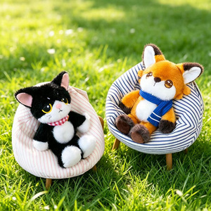 Lot de peluches personnalisées en gros : chiot, <span class=keywords><strong>renard</strong></span>, chat avec écharpe, fauteuil pouf, jouet en peluche pour boutique de cadeaux, prix de machine à griffes - Product Image 3