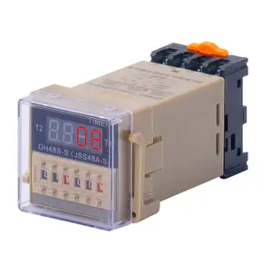 DH48S-S 0.1S-990H Ac 110V 220V Dc 12V 24V Herhaal Cyclus Spdt Programmeerbare Timer Tijdschakelaar Relais Met Socket Base Dh48 S Rail