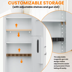 خزنة أسلحة مخفية في الجدار مقاس 53 بوصة مع أرفف قابلة للتعديل، خزنة جدارية تعمل ببصمة الإصبع للأسلحة، متوفرة في المستودع الأمريكي - Product Image 3