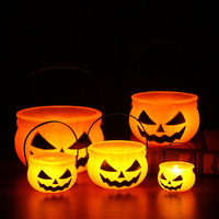 Lanterne Citrouille Transfrontalière la Plus Vendue, Seau en Plastique d'Halloween, Ensemble Portable Cinq Pièces pour Enfants, Pot à Bonbons Décoratif