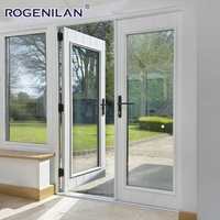 Portes battantes françaises minimalistes en aluminium Rogenilan, double vitrage trempé, porte d'entrée pour extérieur