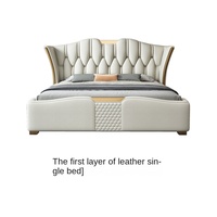 Nouveau mobilier de chambre à coucher moderne, décoration intérieure, nouveau design, tête de lit souple, lit double extra-large luxueux en cuir