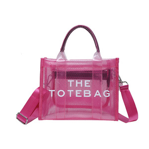 Custom PVC Clear Tote Bag, Women's Plastic Shoulder Bag, Large Capacity Travel Beach Bag